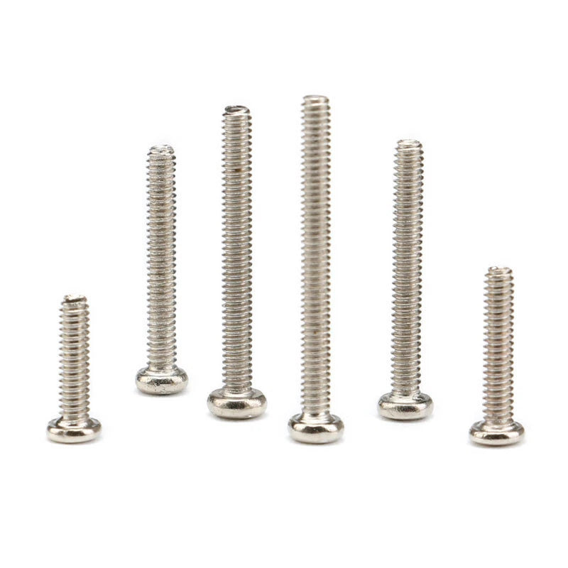 M2 Phillips Pan Head Machine Screws – Carbon Steel Nickel-Plated (2mm Diameter, 3–20mm Lengths)