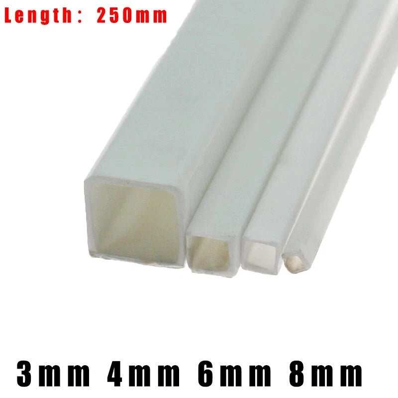 ABS Square Tube 250mm — 3/4/6/8mm Box Section Pipe for Model Building & DIY