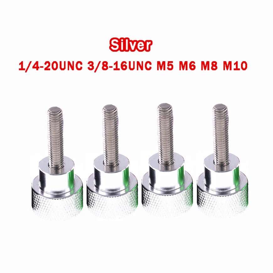 Knurled Thumb Screws — Aluminum & Stainless Steel, Silver | 1/4 - 20, 3/8 - 16, M5–M10 - HomeDIYer