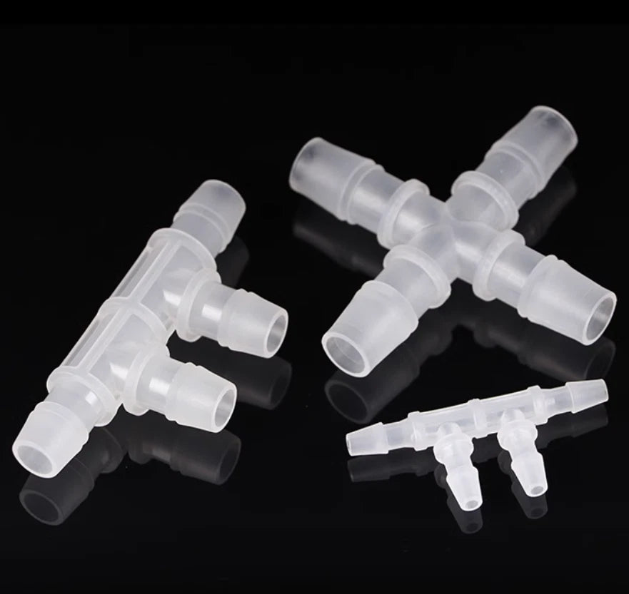 4-Way Plastic Hose Joiner — Pipe Connector for Water, Oil, Gas, Air & Vacuum