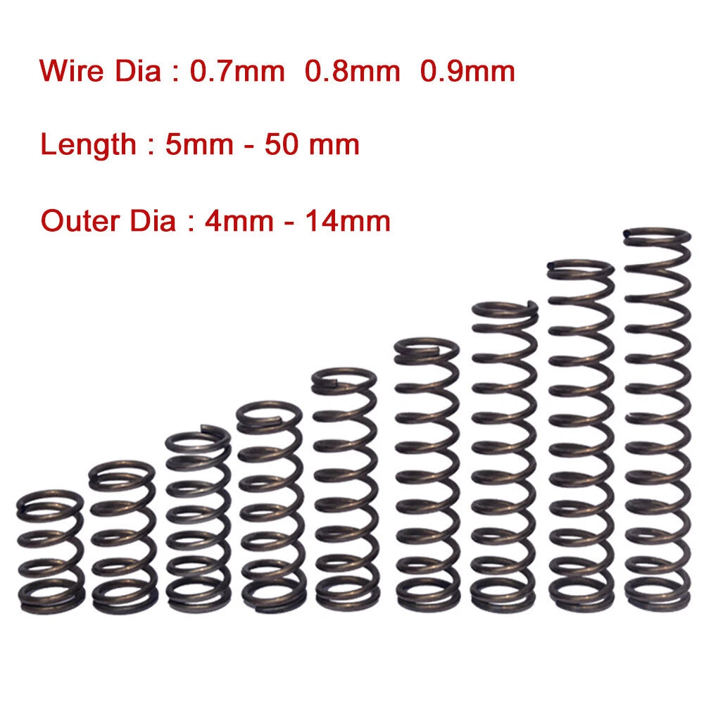 10Pcs Compression Spring Wire Dia 0.7 /0.8 /0.9mm Small Springs Steel OD 4-14mm