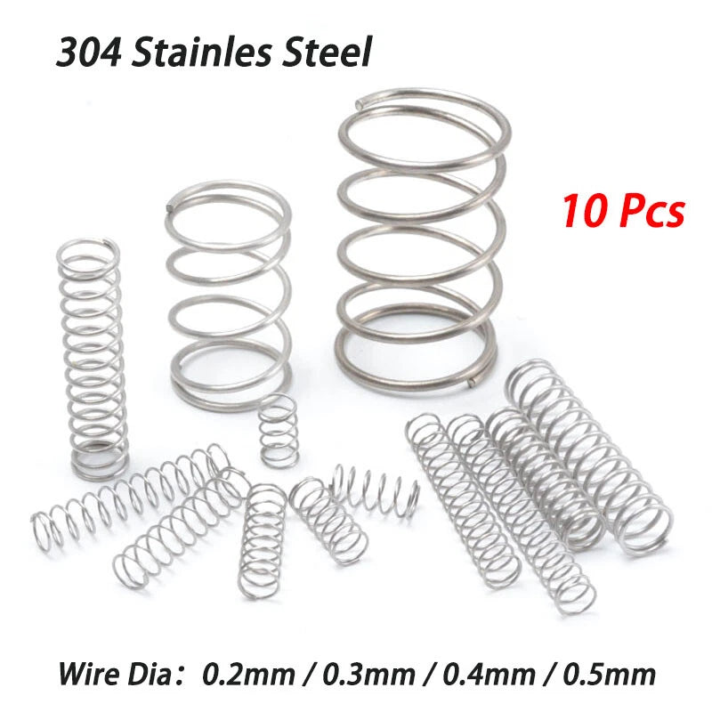 0.2mm-0.5mm Wire Dia 304 Stainles Steel Compression Spring Pressure Small Spring