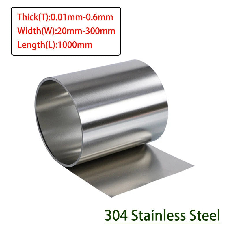 Stainless Steel Strip Roll 304 Metal Thin Plate Band Foil Sheet 20mm-300mm Width
