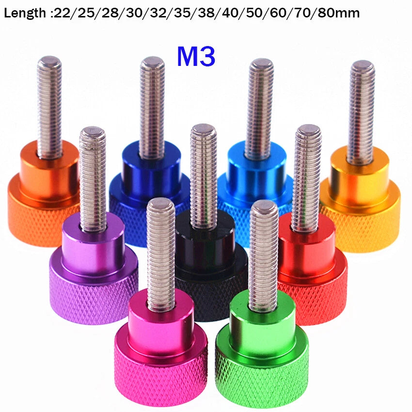 M3 Knurled Thumb Screws – Aluminium Hand Grip Shoulder Bolts, 22mm to 80mm