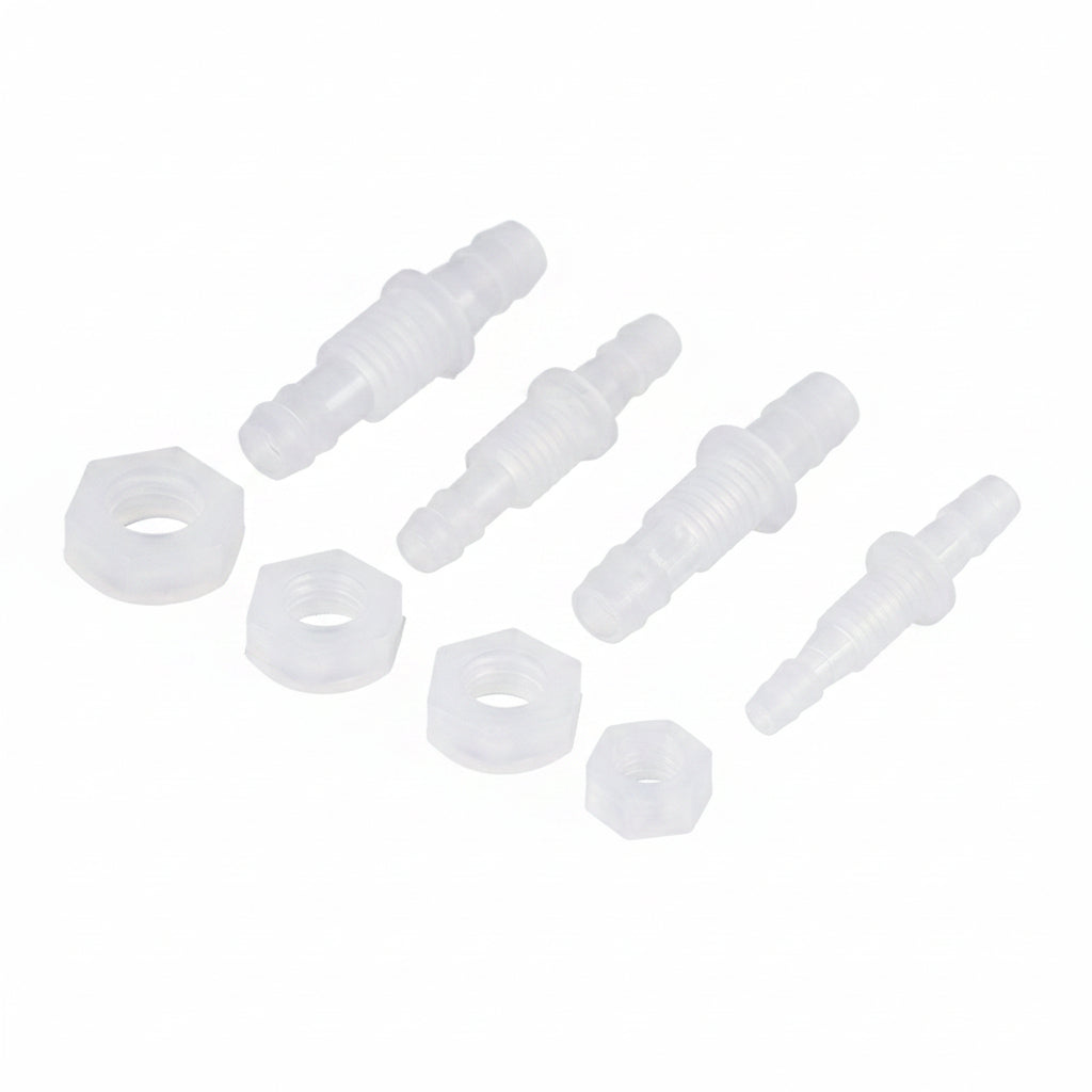 Plastic Bulkhead Fitting — Straight Hose Barb Threaded Connector with Nut