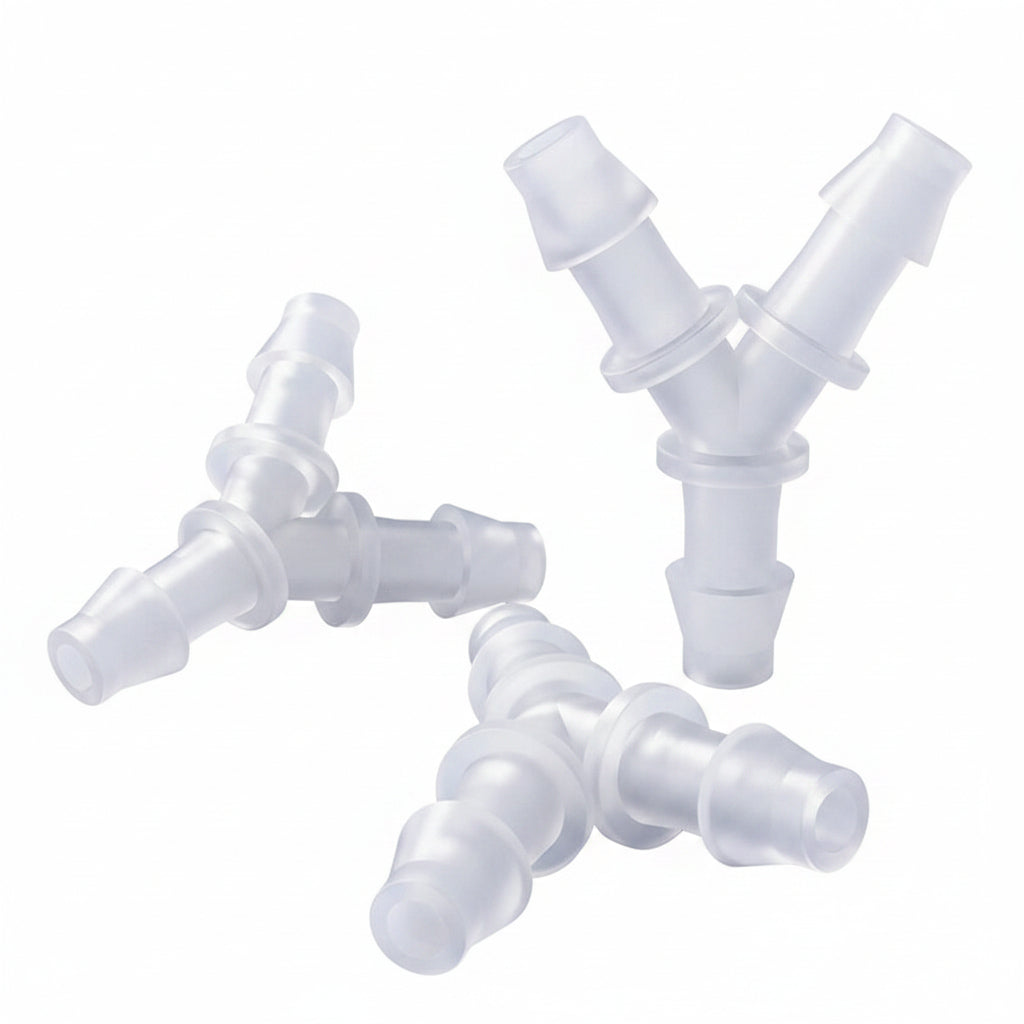Y-Shape 3-Way Hose Connector — Barbed Fitting for Flexible Tubing