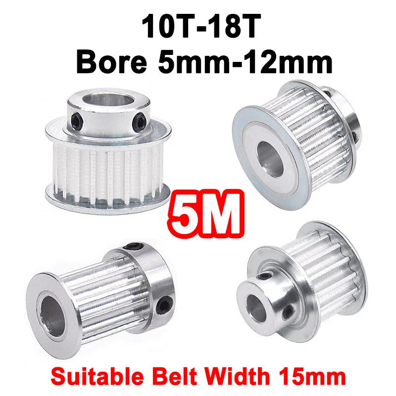 5M Timing Belt Pulley 10T 12T 14T 15T 16T 18T Bore 5mm-12mm for 15mm Width Belt