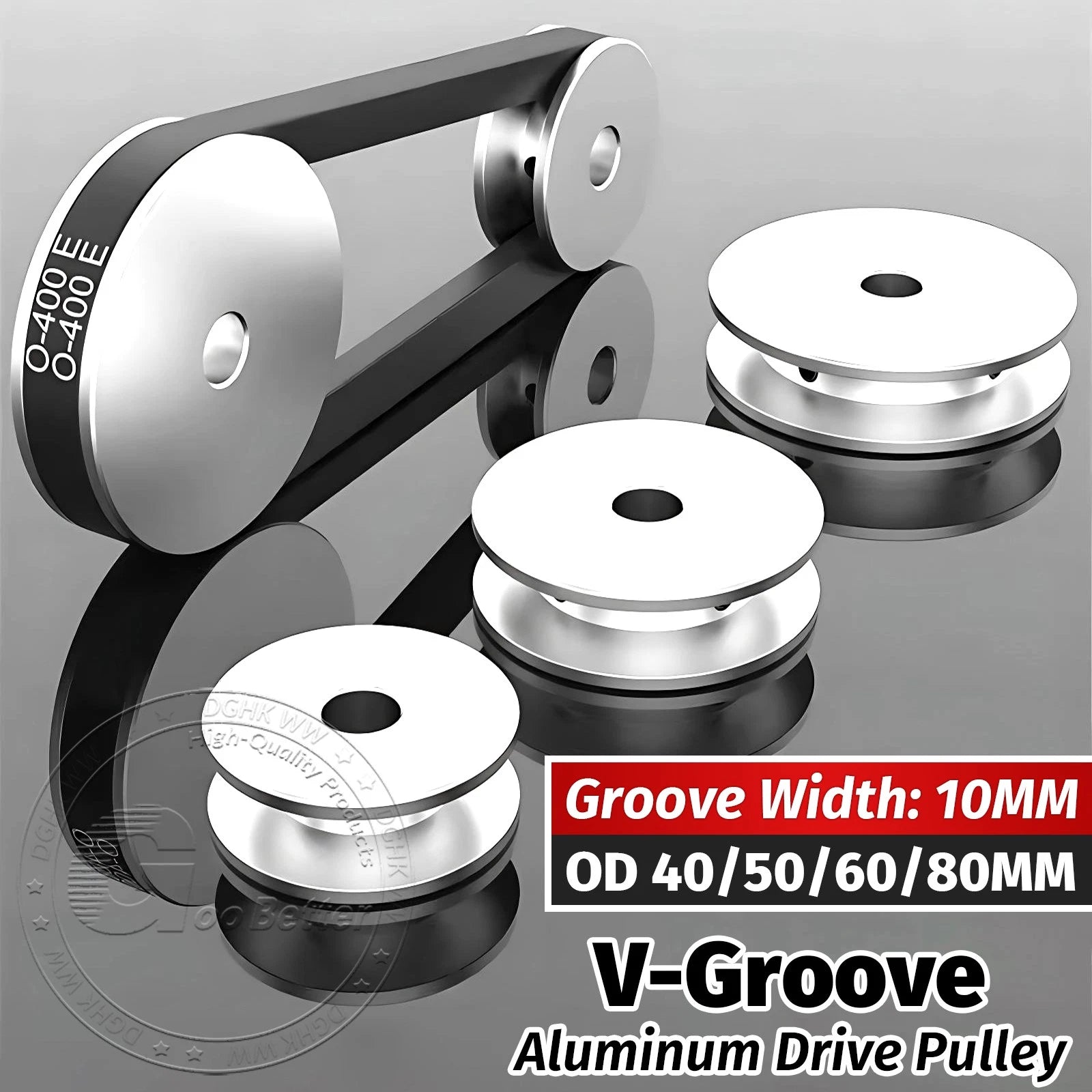 V-Groove Aluminum Drive Pulley For V-Belt Pulleys Groove 10mm OD 40/50/60/80mm