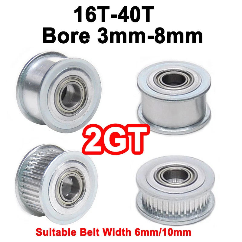 2GT Smooth-Tooth Idler Pulley 16Tooth - 40Tooth Bore 3mm 4mm 5mm 6mm 7mm 8mm