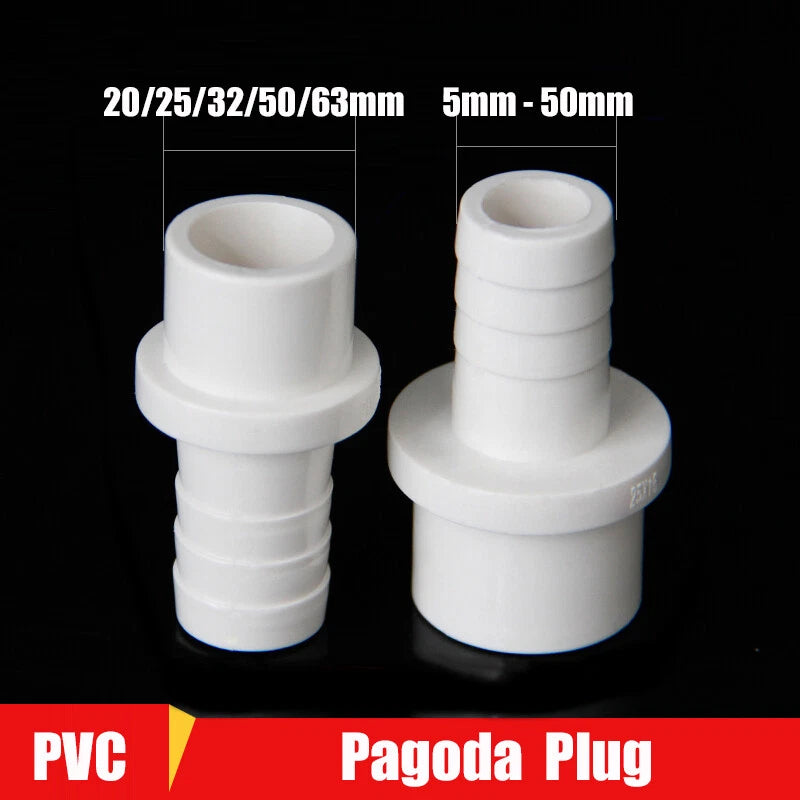 PVC Straight Pipe Connector — Hose Barb Adapter Fitting OD 20–63mm