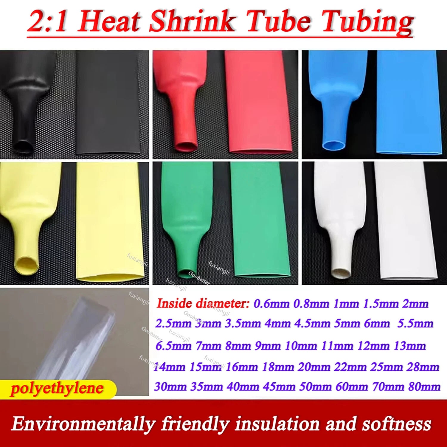 2:1 Heat Shrink Tubing – Wire & Cable Insulation Sleeve, Dia. 0.6mm–80mm, 600V/1KV