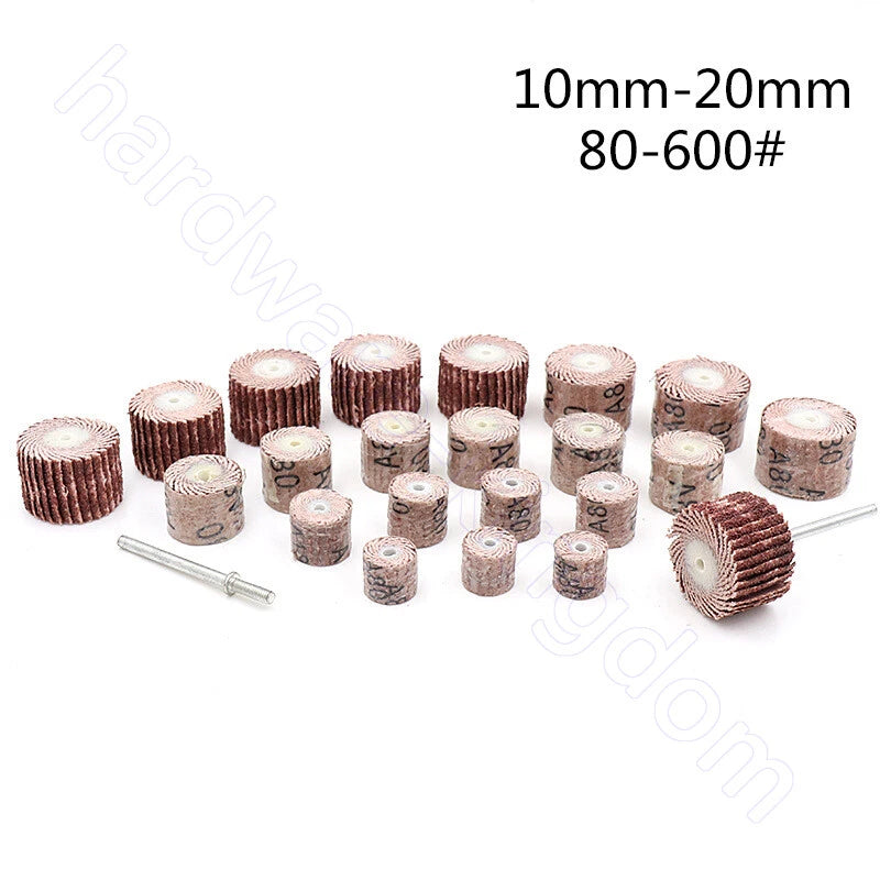 Flap Wheel Sandpaper 80-600 Grit with 3mm Mandrel | 10-20mm Sanding Wheel for Die Grinder & Rotary Tool