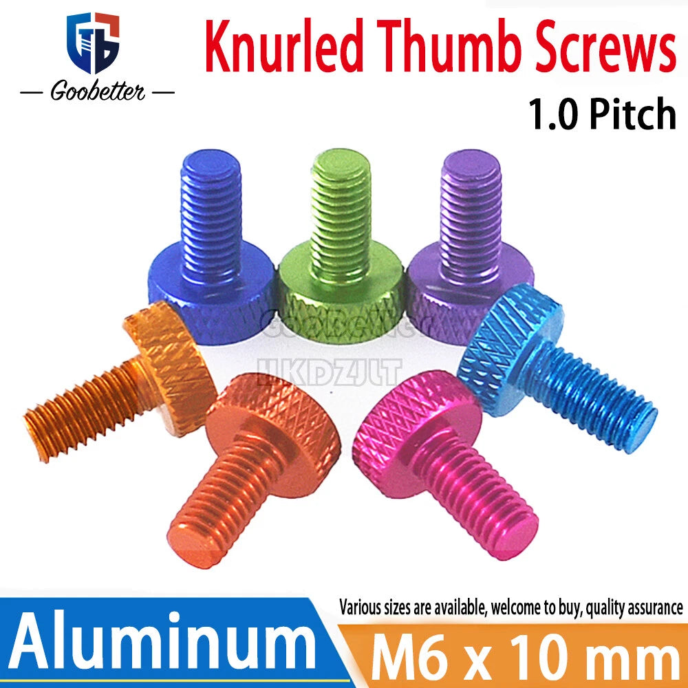 Knurled Thumb Screws M6 x 10 mm Aluminum Alloy DIY Hand Tighten Grip Knob Bolts