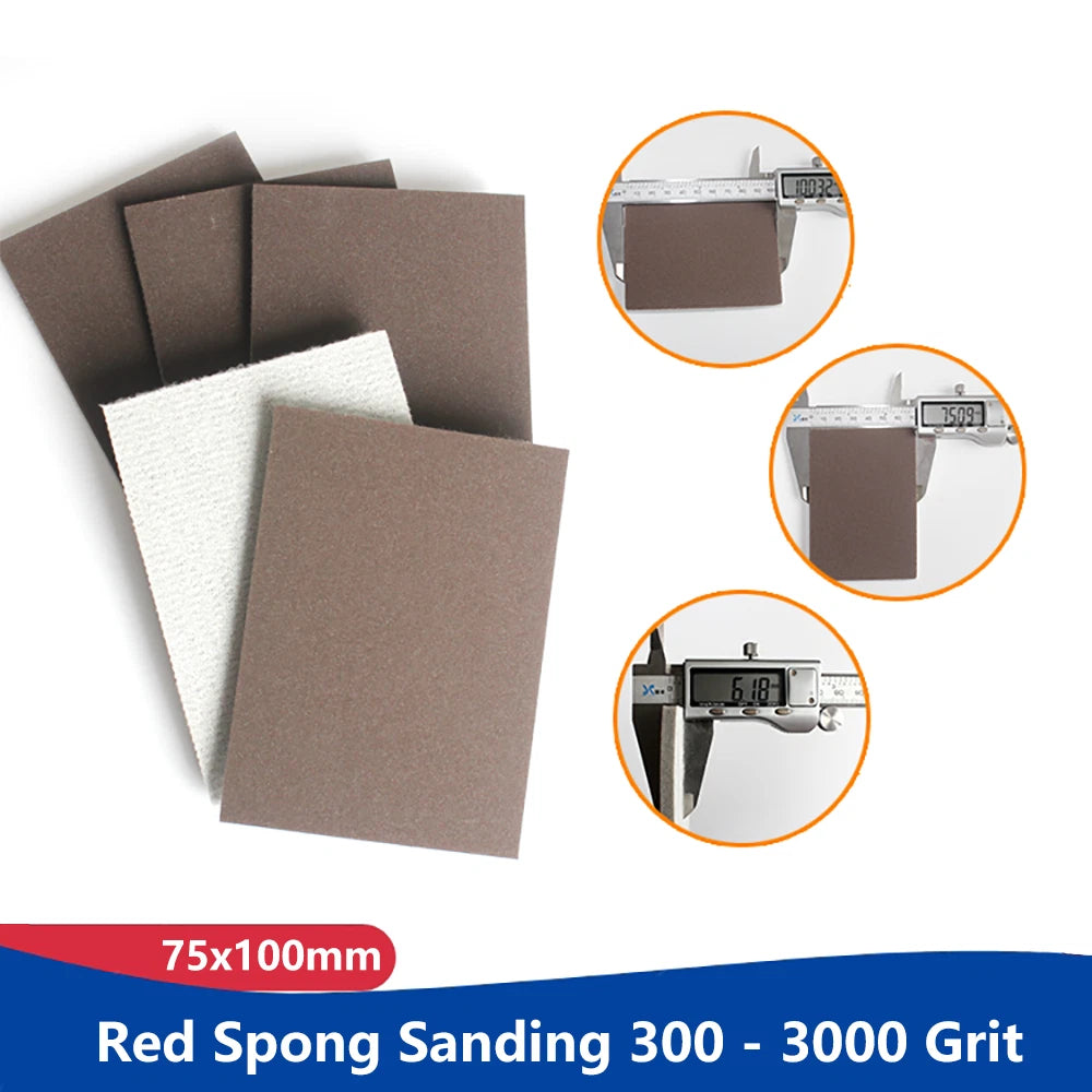 75x100mm Wet Dry Red Spong Sanding 300 - 3000 Grit Hook & Loop Red Sandpaper