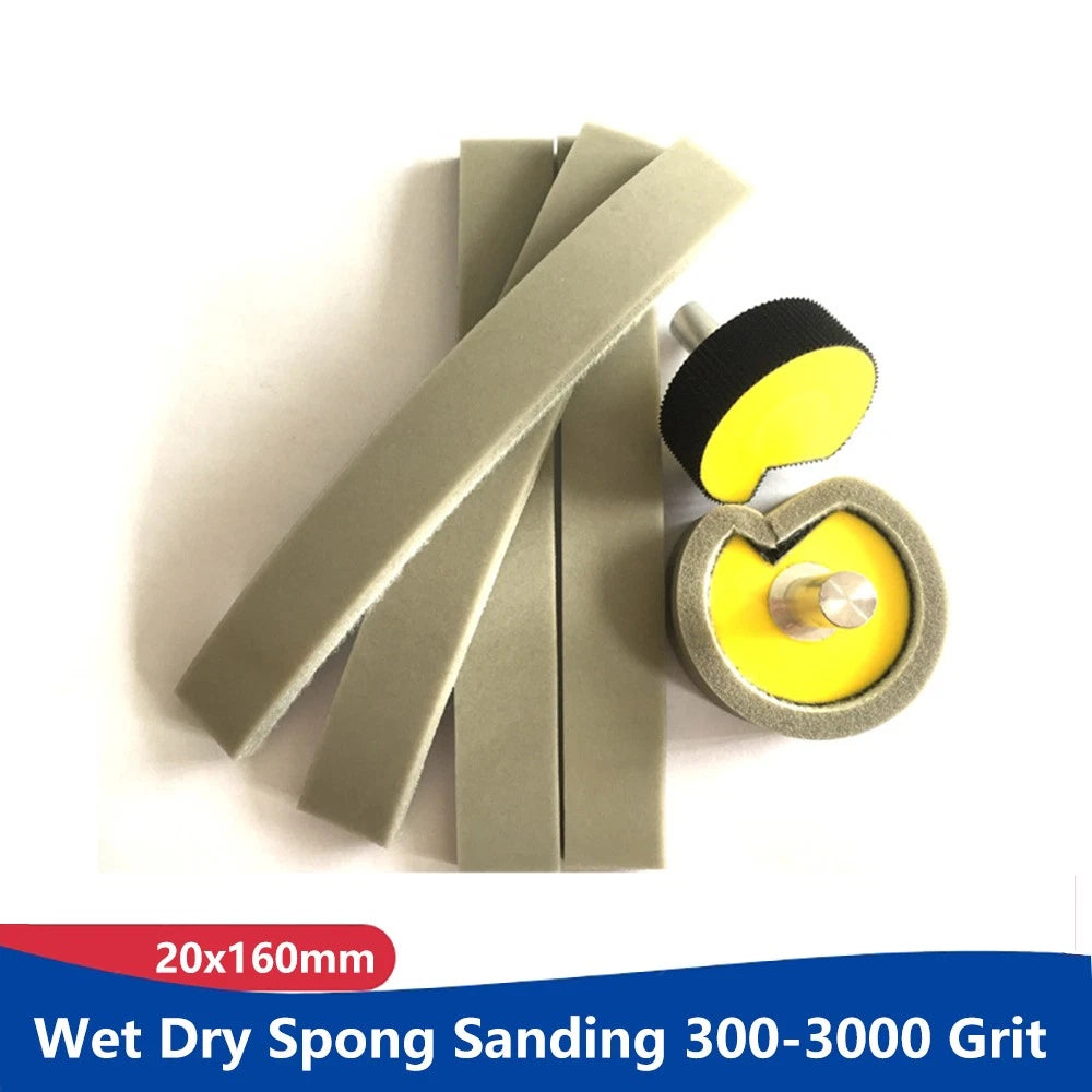 20x160mm Wet Dry Spong Sanding 300-3000 Grit Hook Loop Sandpaper Polishing Block