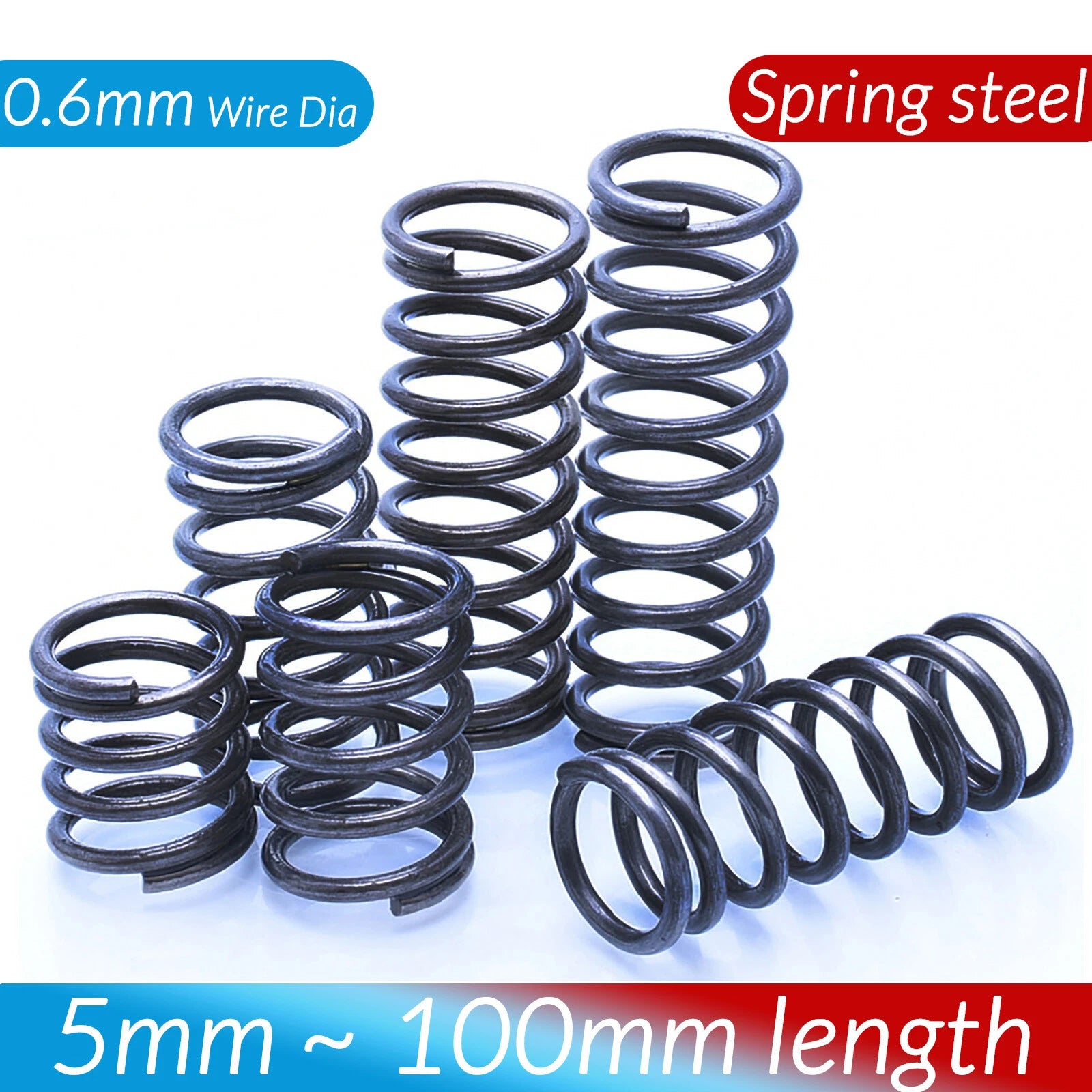 Compression Spring Steel 0.6mm Wire Dia 4mm - 11mm OD Small Pressure Springs