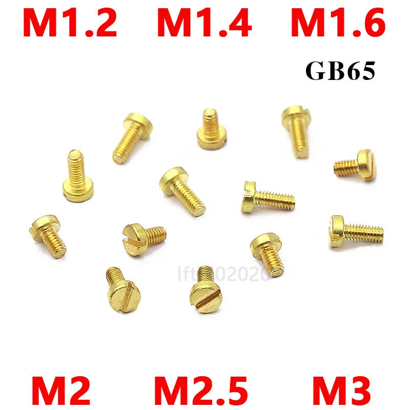 M1.2–M3 Brass Slotted Cheese Head Machine Screws — DIN 84 / ISO 1207
