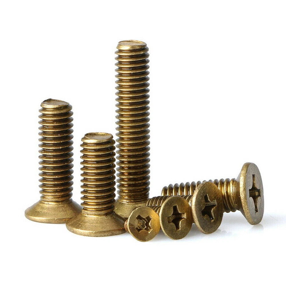 M2 M2.5 M3 M4 M5 M6 Solid Brass Countersunk Head Phillips Machine Screws – 4 to 40mm