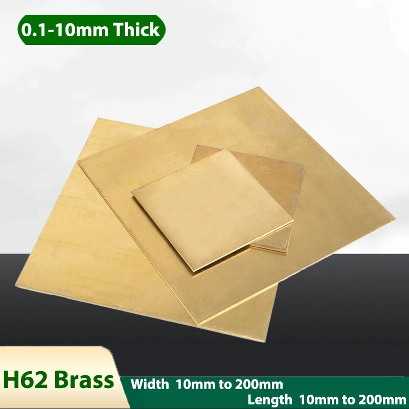 H62 Brass Sheet Square Metal Plate Flat Thin Board 0.1mm to 10mm Thick for DIY