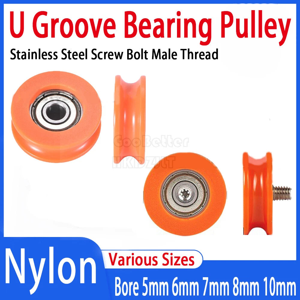 5mm M5 M6 U Groove Bearing Pulley Sliding Wheel Embedded Guiding Nylon 625