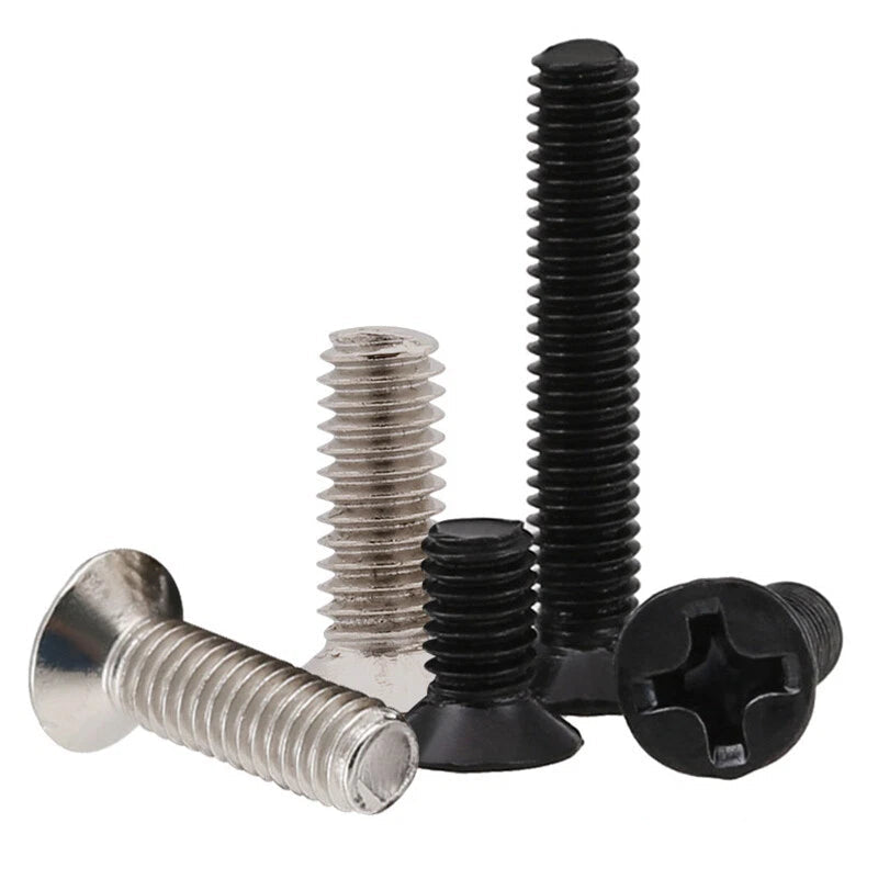 M1 M2 M3- M6 POZI COUNTERSUNK MACHINE SCREWS ZINC PLATED BLACK POSI BOLTS DIN965