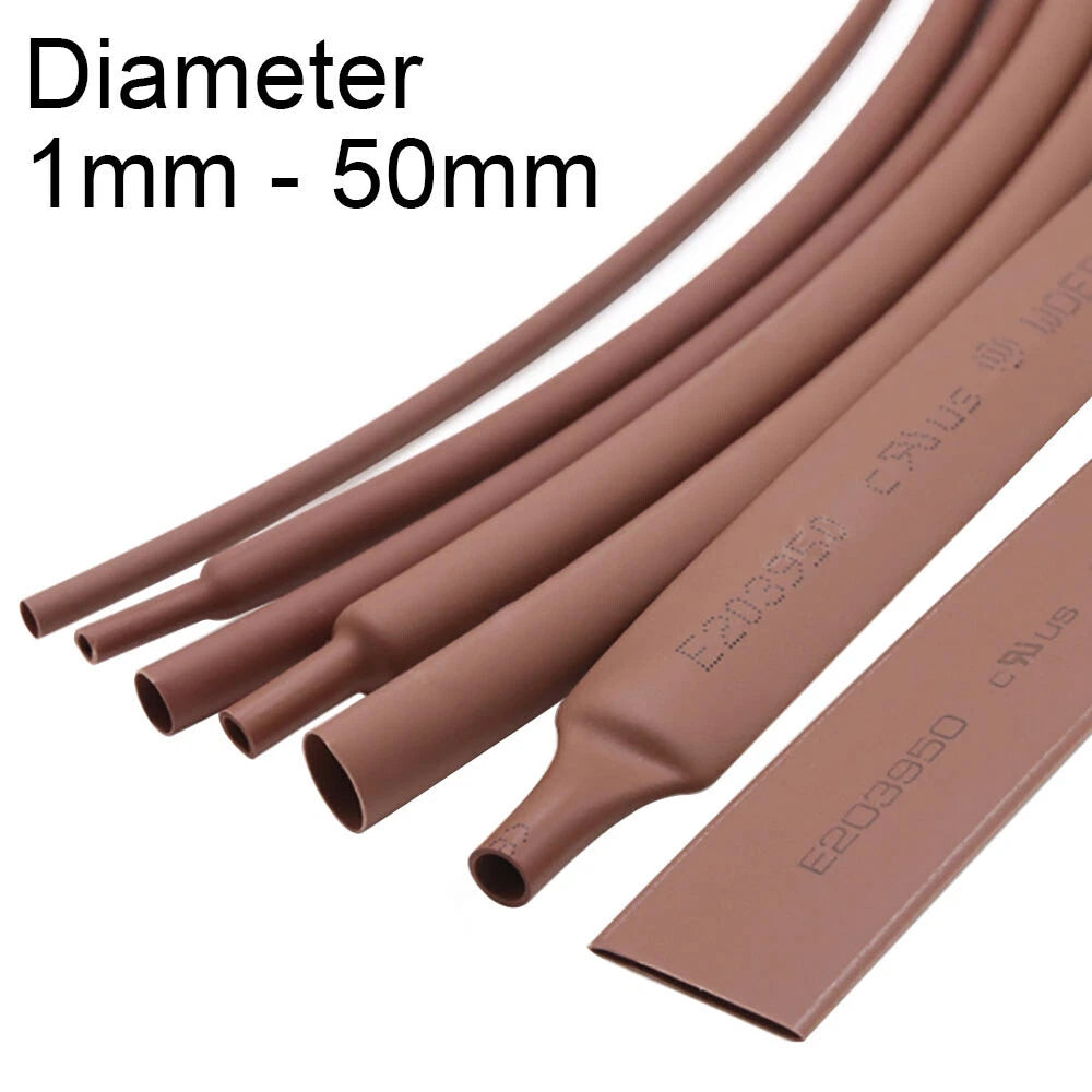Brown Heat Shrink Tubing 2:1 — φ1mm to φ50mm, Electrical Wire Sleeving