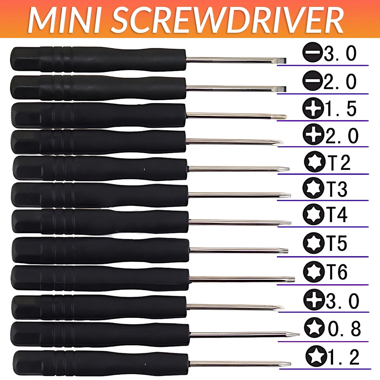 Mini Precision Screwdriver Set – Phillips, Slotted, Pentalobe & Hex, Non-Slip Handle