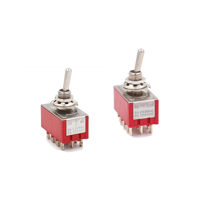 MTS-402 MTS-403 4PDT Mini Toggle Switch — ON-ON & ON-OFF-ON, 12-Pin, 6mm