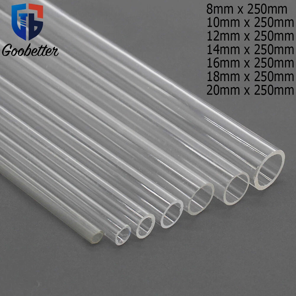 Clear Round Acrylic Tube — OD 8–20mm × 250mm | Perspex Hollow Pipe for Candles & DIY
