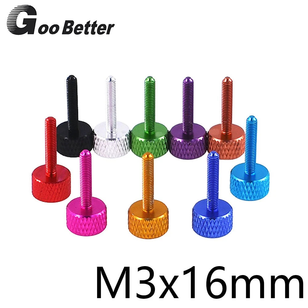M3 x 16mm Knurled Thumb Screws – Anodised Aluminium Flat Head Hand-Grip Bolts