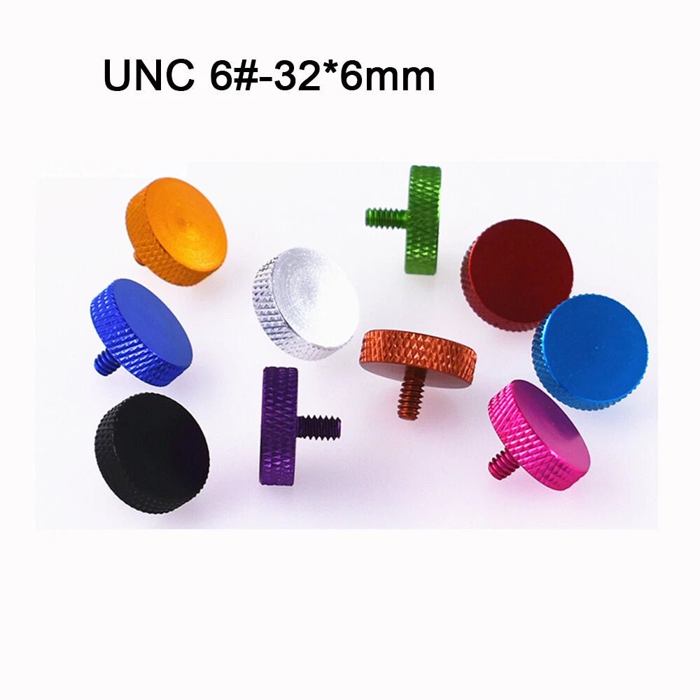 6 - 32 UNC Anodised Flat Knurled Thumb Screws 6mm — Aluminum, 10 Colors, PC Case Hand Grip - HomeDIYer