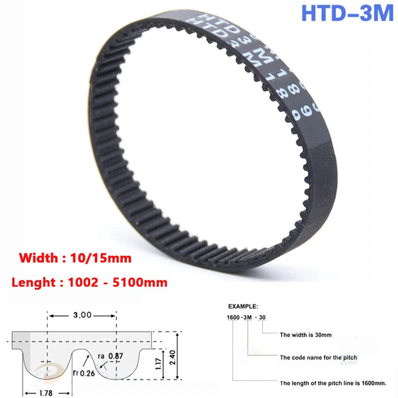 3M HTD Timing Belt — 3mm Pitch, 10mm & 15mm Wide