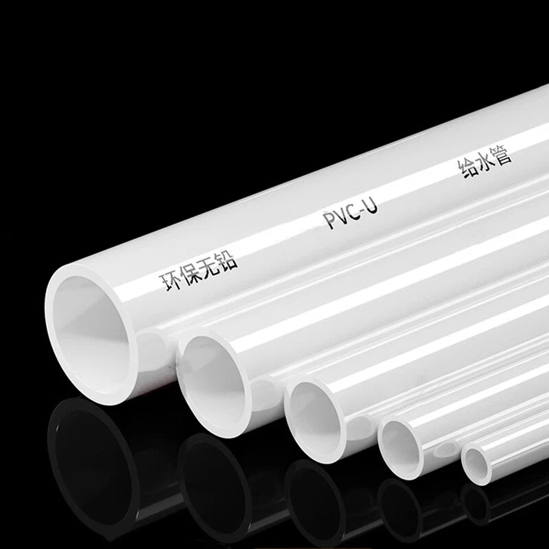 White PVC Round Tube Pipe — 200mm (7.9") Length | 9 Sizes Available