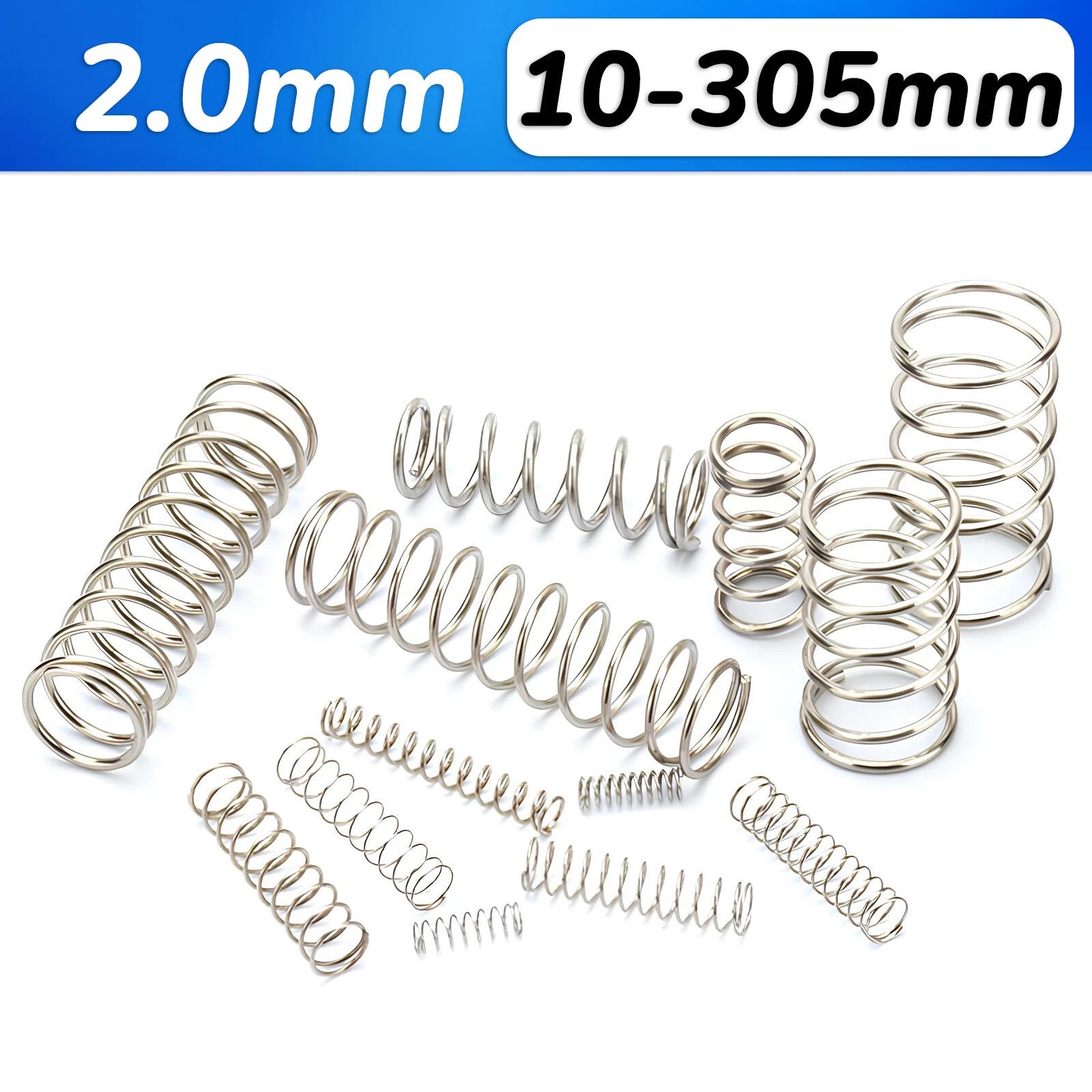 2.0mm Wire Compression Spring 10-25mm Diameter & 10-305mm Length Pressure Small