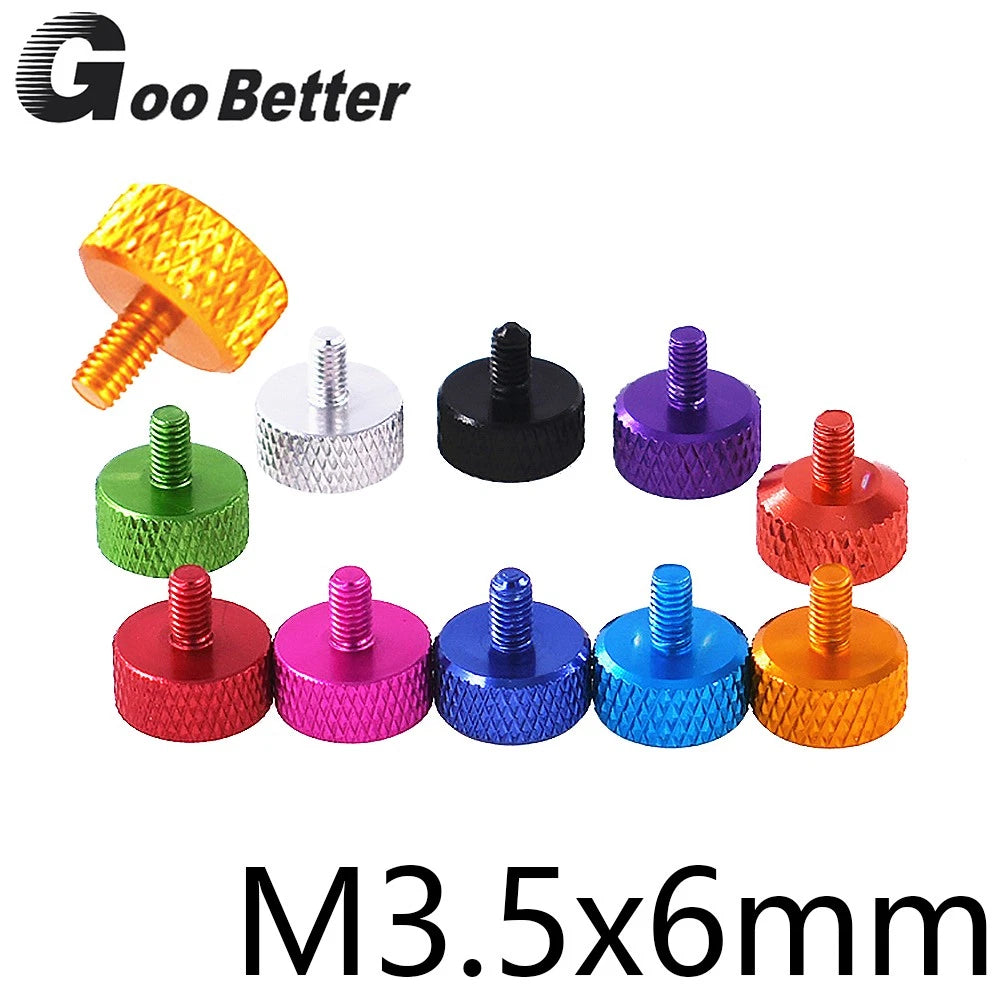 M3.5x6mm Aluminium Knurled Thumb Screws – Flat Head Hand-Grip Knob Bolts for PC Case