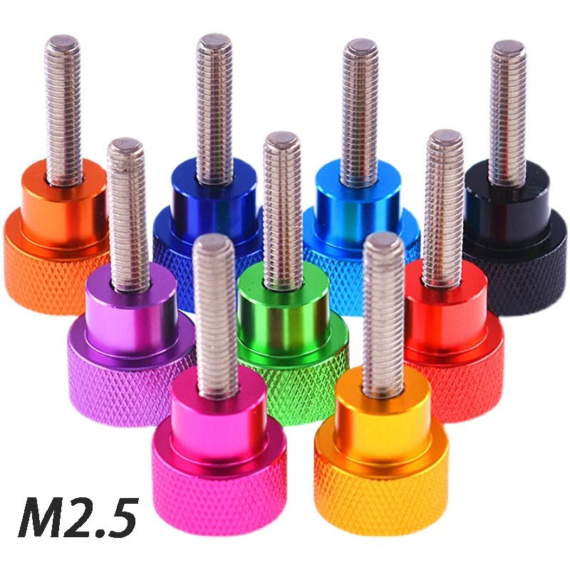 M2.5 Anodized Aluminum Knurled Thumb Screws – Flat Head Grip Knob for PC & Graphics Card (3–40mm) - HomeDIYer