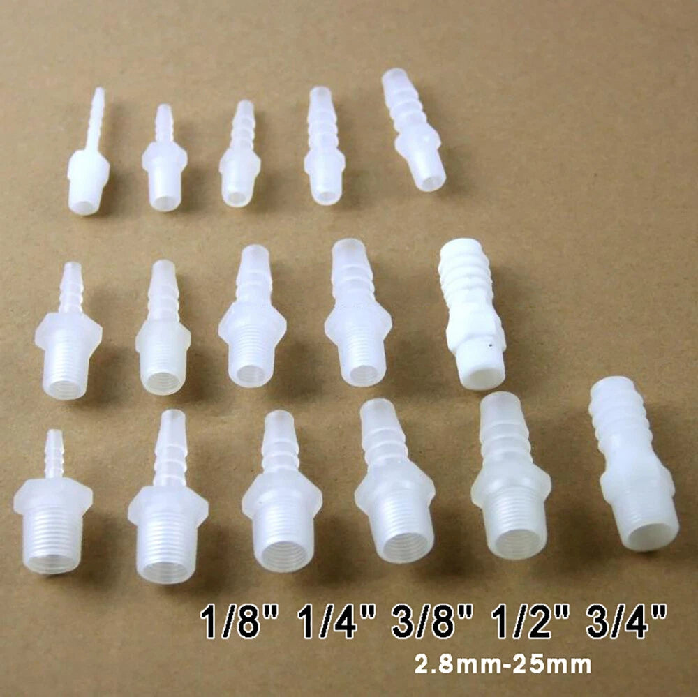 Barbed Hosetail Connector Fitting — Male Thread Plastic Hose Pipe Adaptor