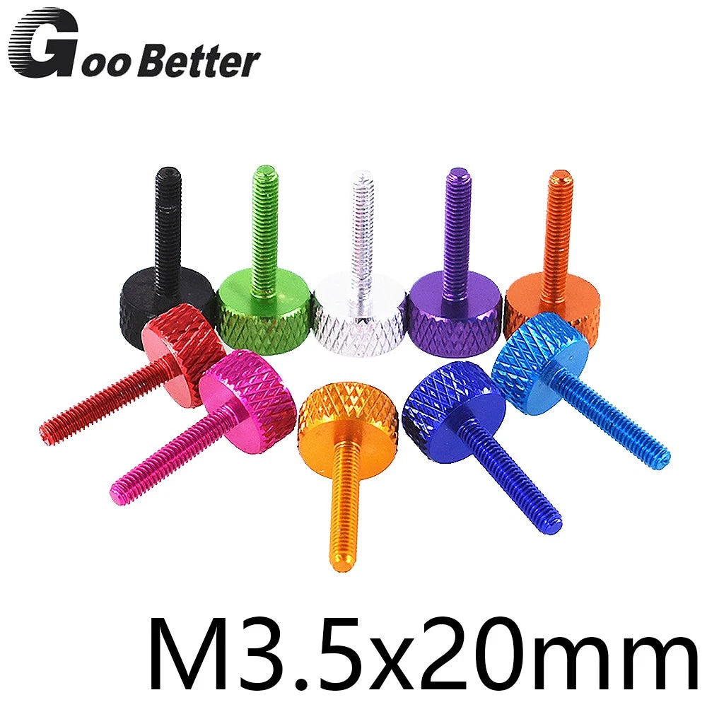 M3.5x20mm Aluminium Knurled Thumb Screws – Flat Head Hand-Grip Bolts for PC Case & DIY Projects