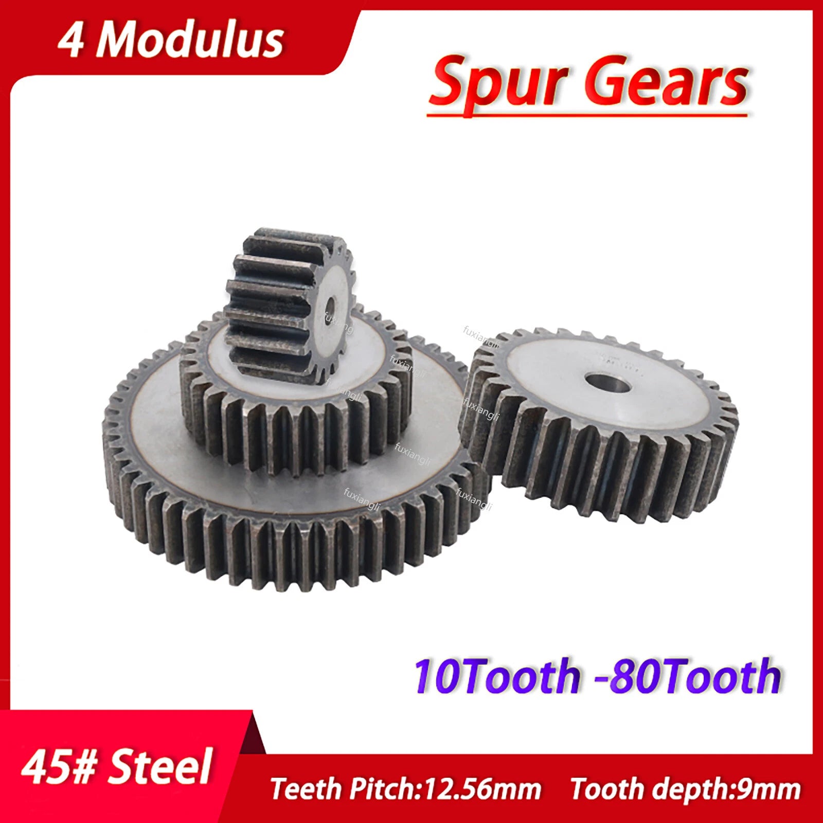 45# Steel 4Mod 10T-80T Spur Gears Thickness 35mm Motor Pinion Transmission Gear