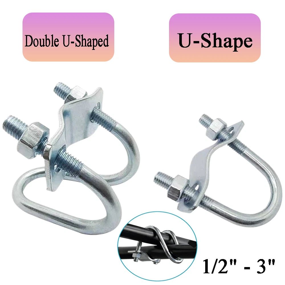 U - Bolt Pipe Clamp — Double & Single U - Shape Saddle Clamp for Greenhouse & Awning Frames - HomeDIYer
