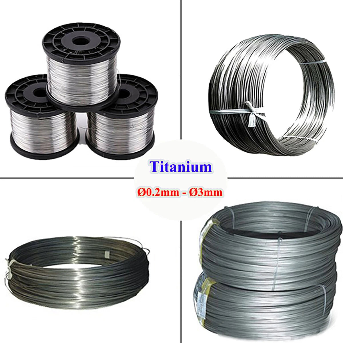 Pure Titanium Wire TA2-TA4 Ti Metal Wire Dia. 0.2mm - 3mm Round Solid Uncoated
