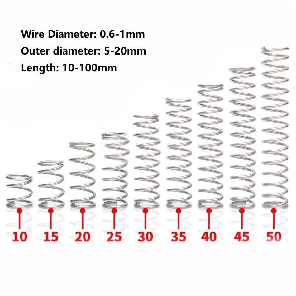 Wire Dia.0.6-1mm OD 5-20mm Length 10-100mm Small Spring Compression Spring Steel
