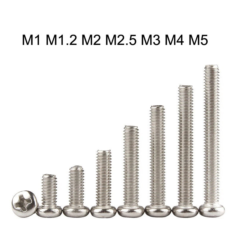 M1-M5 Nickel Plated Phillips Pan Head Machine Screws | Cross Pozi Drive Bolts