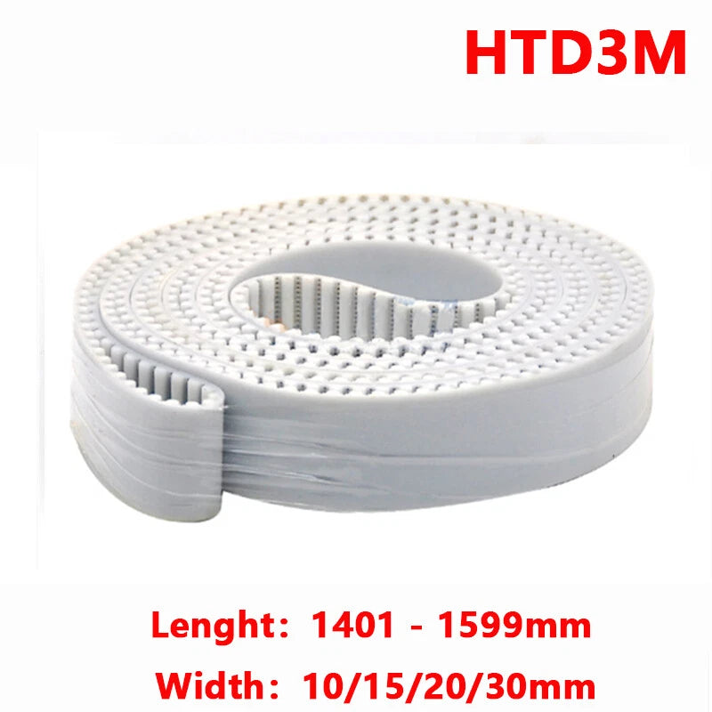 PU Closed Loop Timing Belt with Steel Wire Core — 10/15/20/30mm Wide, 1401–1599mm Perimeter