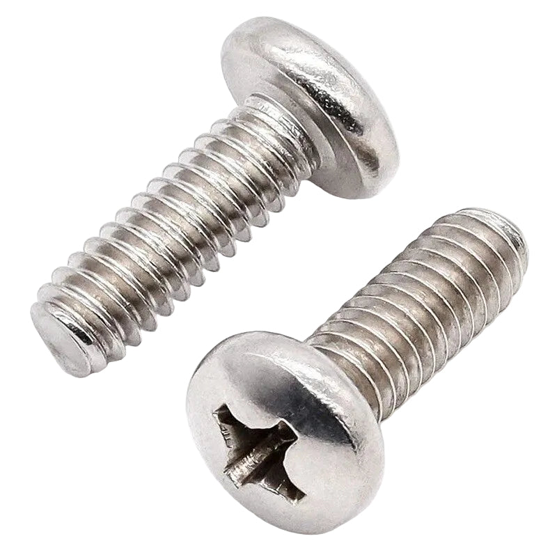 M6 M8 Phillips Pan Head Machine Screws – A4 316 Stainless Steel, Fully Threaded (Length Under Head)