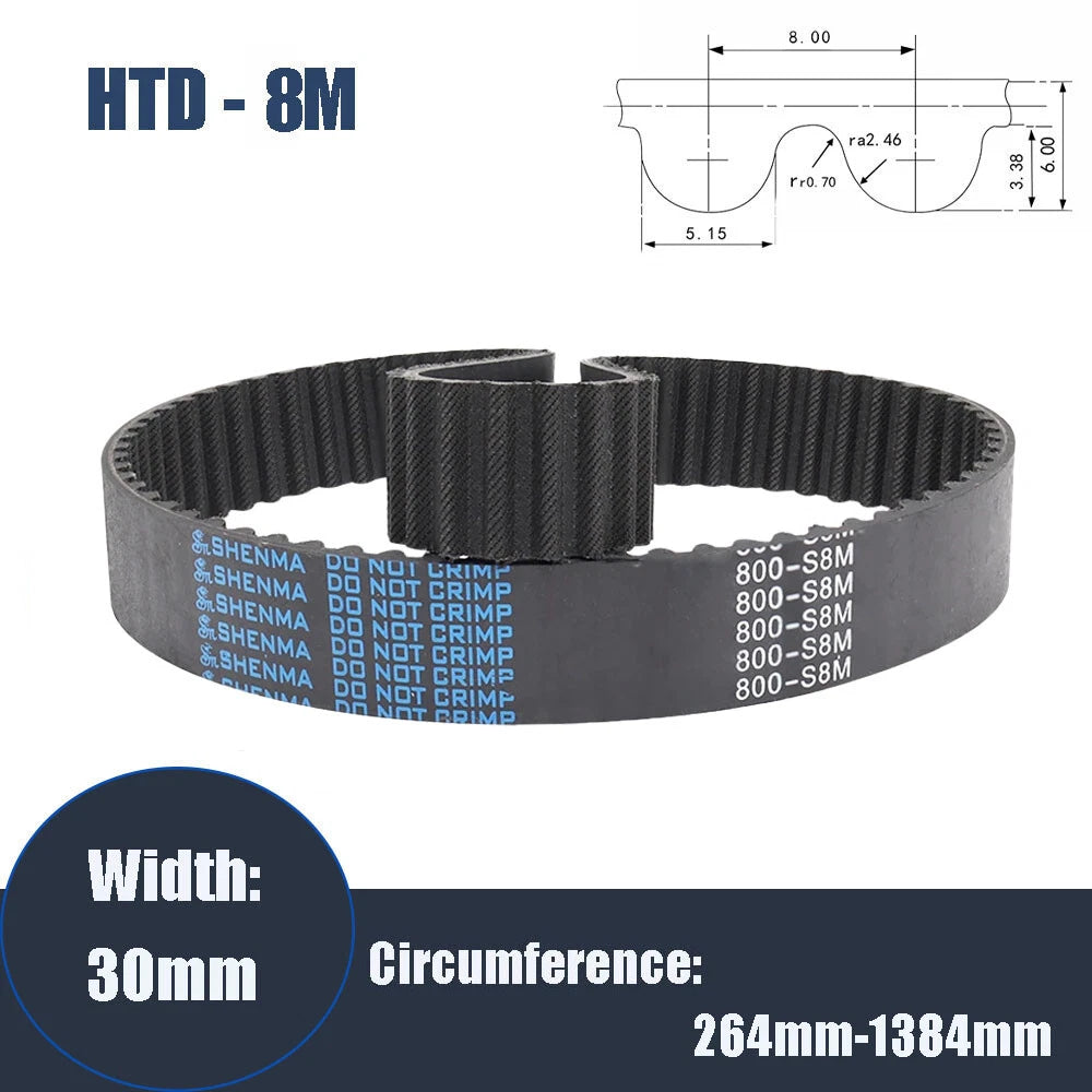 HTD 8M Timing Belt 30mm Wide – Closed Loop Rubber Drive Belt, 8mm Pitch