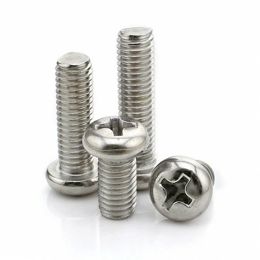 M4 Phillips Pan Head Machine Screws – A2 Stainless Steel, Fully Threaded (4mm–100mm Lengths)