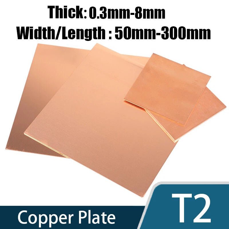 0.3/0.5/0.6/0.8/1/1.5mm-8mm T2 Copper Sheet Metal 50mm-300mm Pure Copper Sheet - HomeDIYer