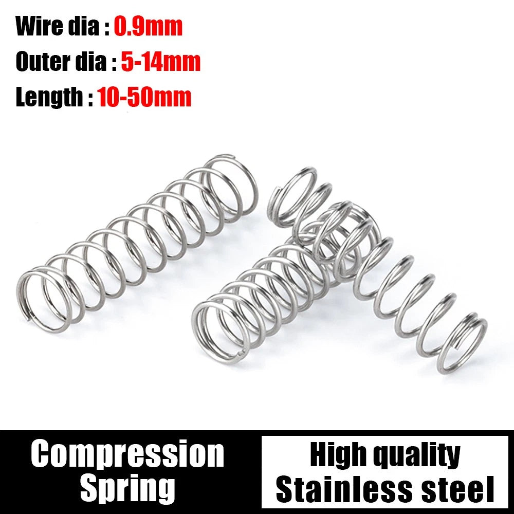 0.9mm Wire Dia Length 10-50mm Galvanized Compression small spring Springs 10pcs