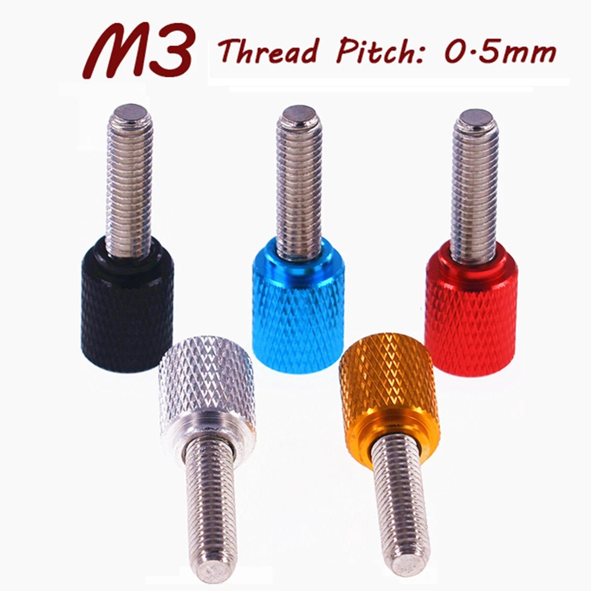 M3 High Knurled Thumb Screws – Aluminum Head + Stainless Steel Thread, Hand Twist Flat Grip (5‑100mm, 5 Colors) - HomeDIYer